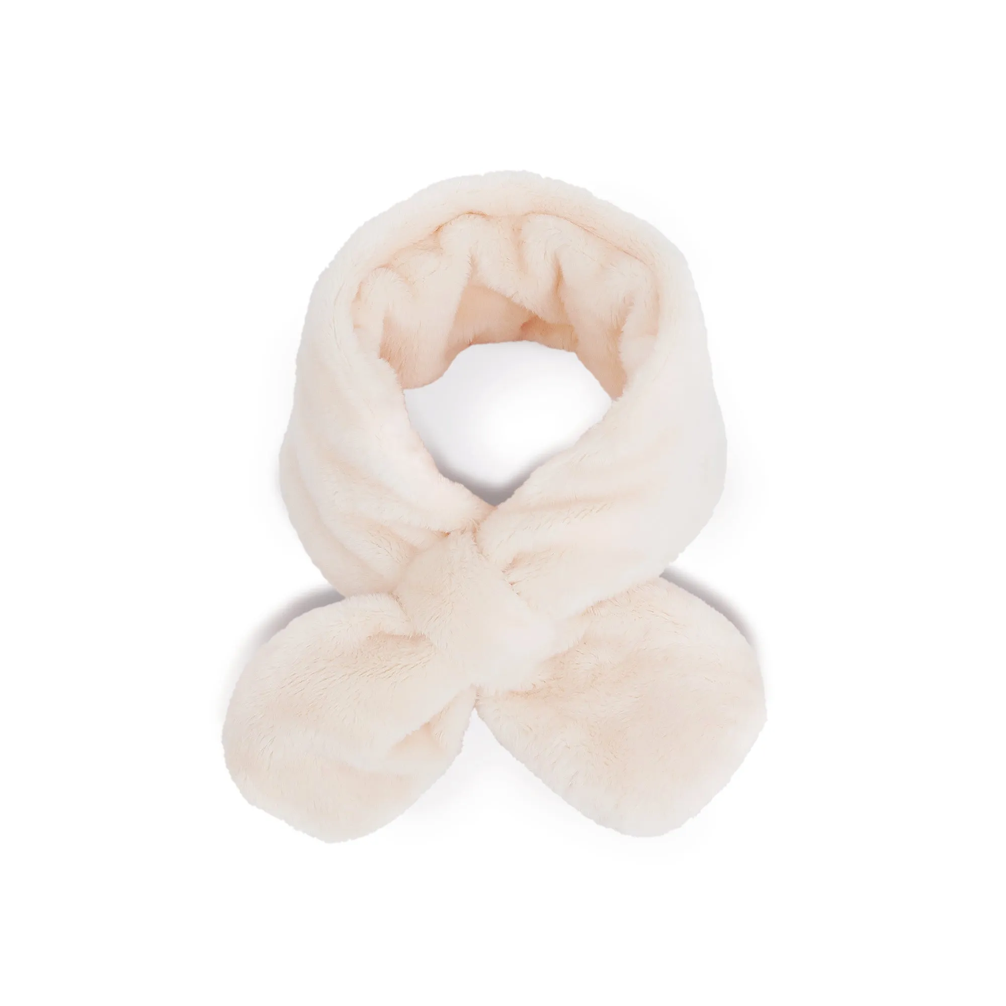 Kids Winter Fashion Scarf Baby Warm Fluffy Thick Fleece Toddler Neck Warmer | Ivory Navy