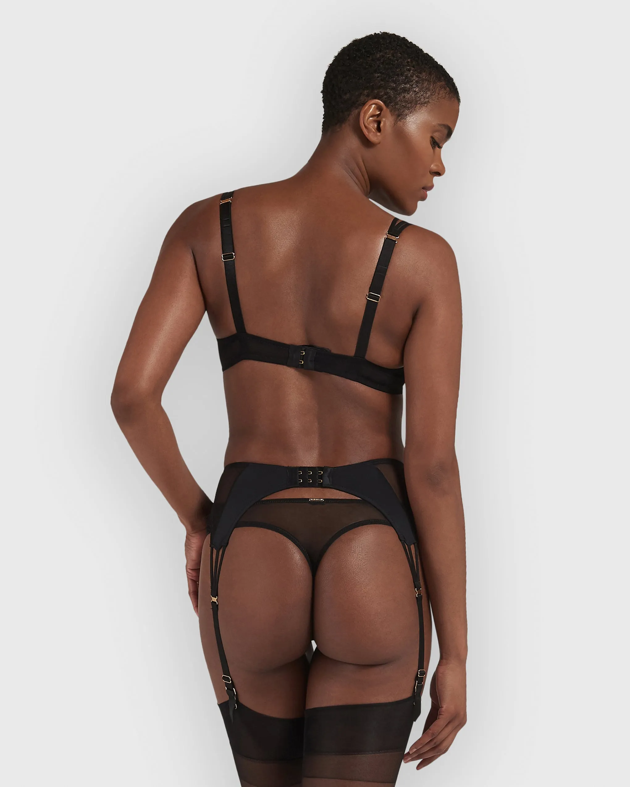 Laura Black Garter Belt with Mesh
