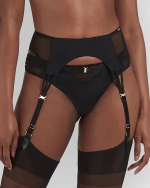 Laura Black Garter Belt with Mesh