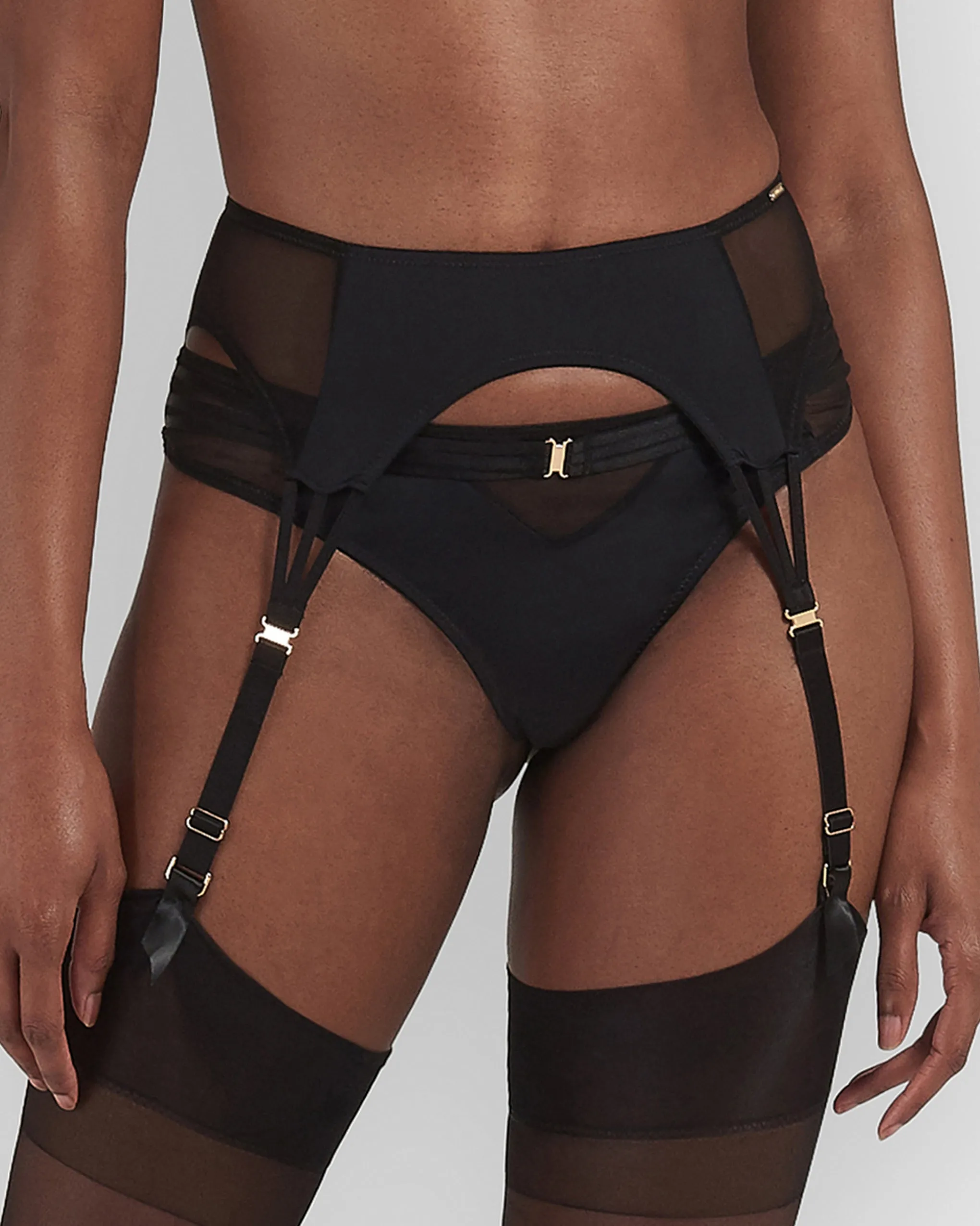 Laura Black Garter Belt with Mesh