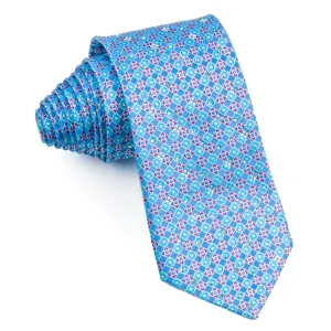 Manhatten Rhinestone Tie For Men 100% Silk Blue Red Checked Design With Silver Sparkles