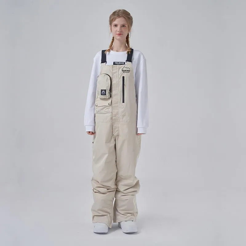Men's RAWRWAR Ice Storm Pocket Solid Snow Bibs Pants