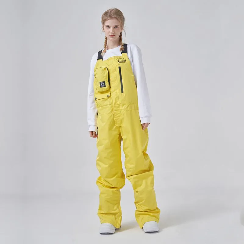 Men's RAWRWAR Ice Storm Pocket Solid Snow Bibs Pants