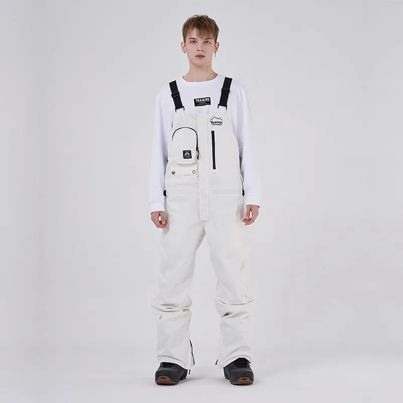 Men's RAWRWAR Ice Storm Pocket Solid Snow Bibs Pants