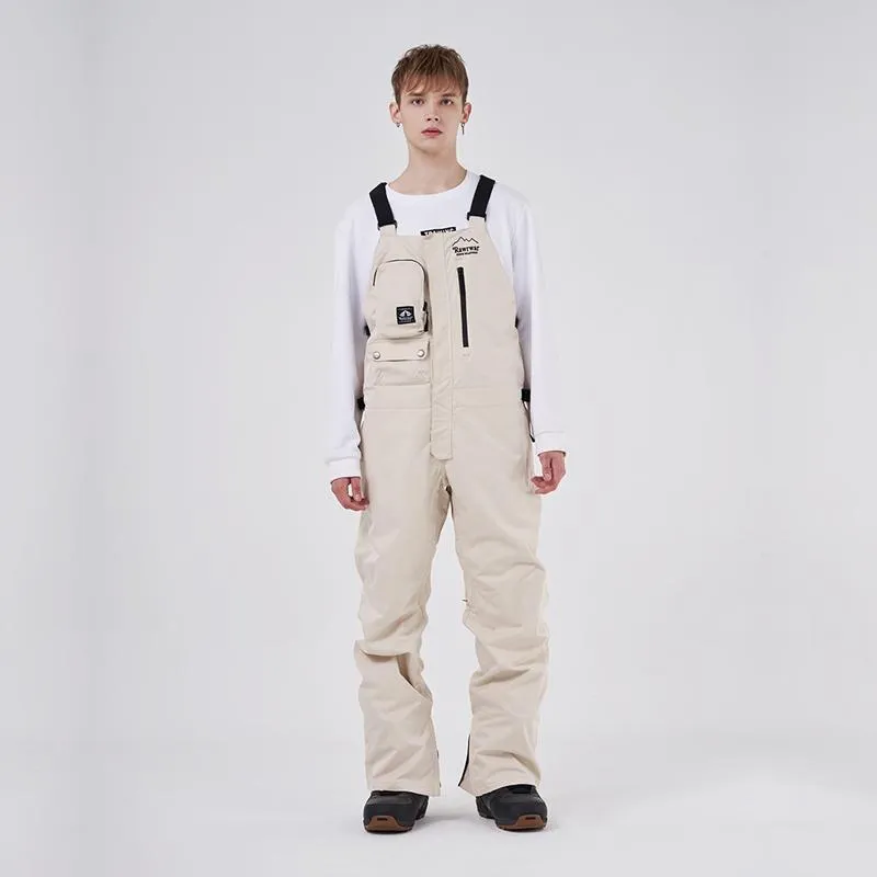 Men's RAWRWAR Ice Storm Pocket Solid Snow Bibs Pants