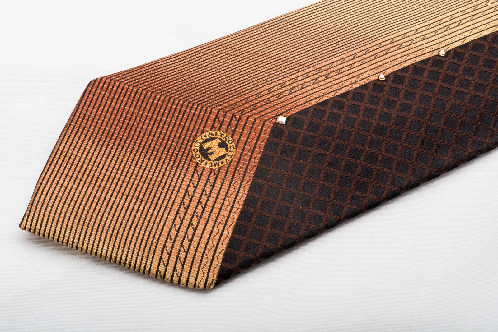 Metro City Men's Silk Necktie Sparkling Crystal Rhinestones On Brown