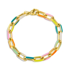 NEON FUN PAPERCLIP BRACELET, GOLD