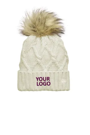 New Era Faux Fur Pom Beanies, Ivory