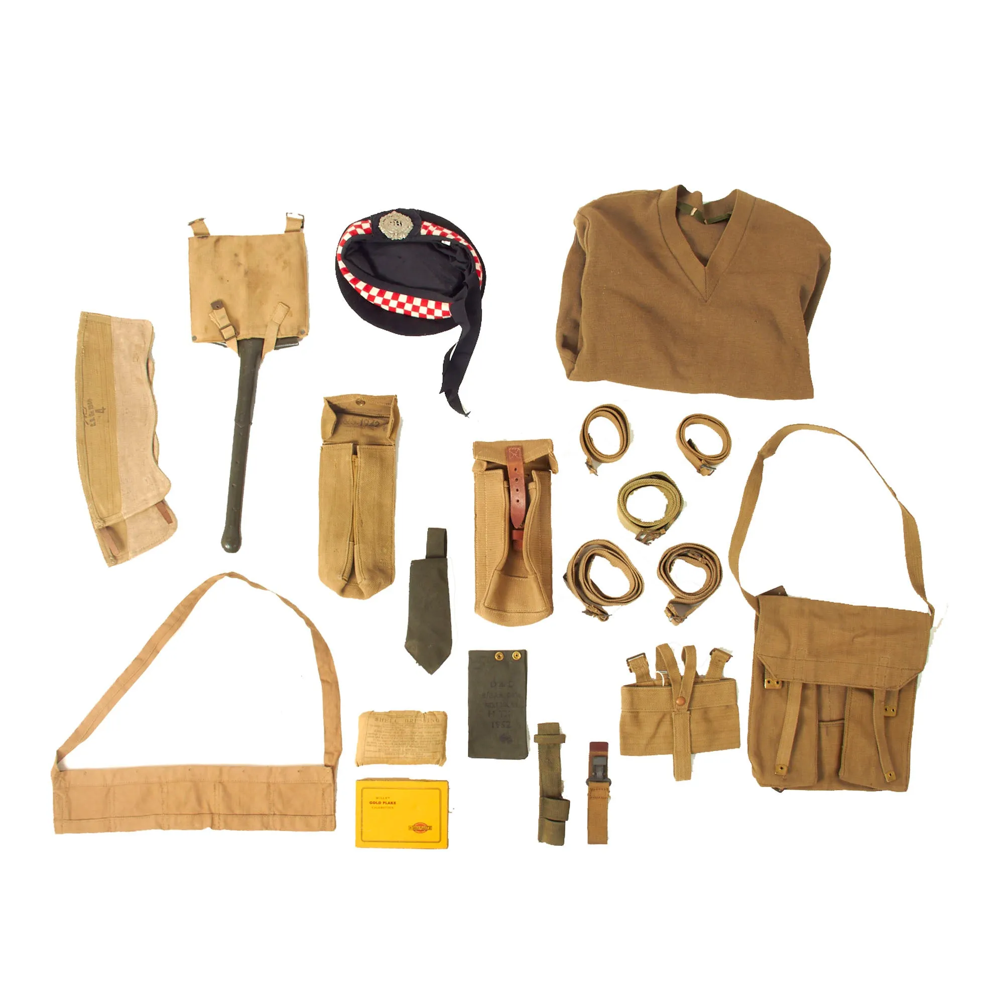 Original and Reproduction WWII / Korean War British & Commonwealth Army Issue P37 Field Gear Lot - 20 Items
