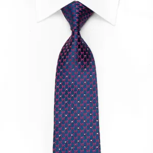 Perry Ellis Men's Crystal Silk Tie Pink Geometric On Blue Sparkling With Rhinestones