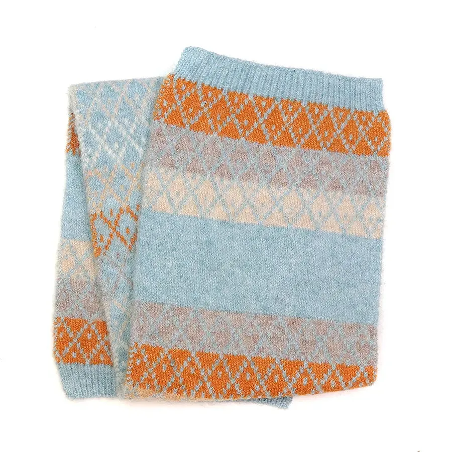 POM One Size Blue/Rust Diamond Knit Pull Through Scarf