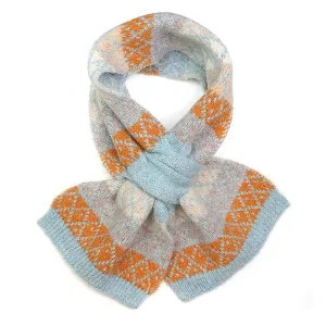POM One Size Blue/Rust Diamond Knit Pull Through Scarf