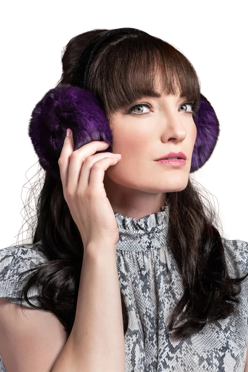 Purple Chinchilla Fur Earmuffs