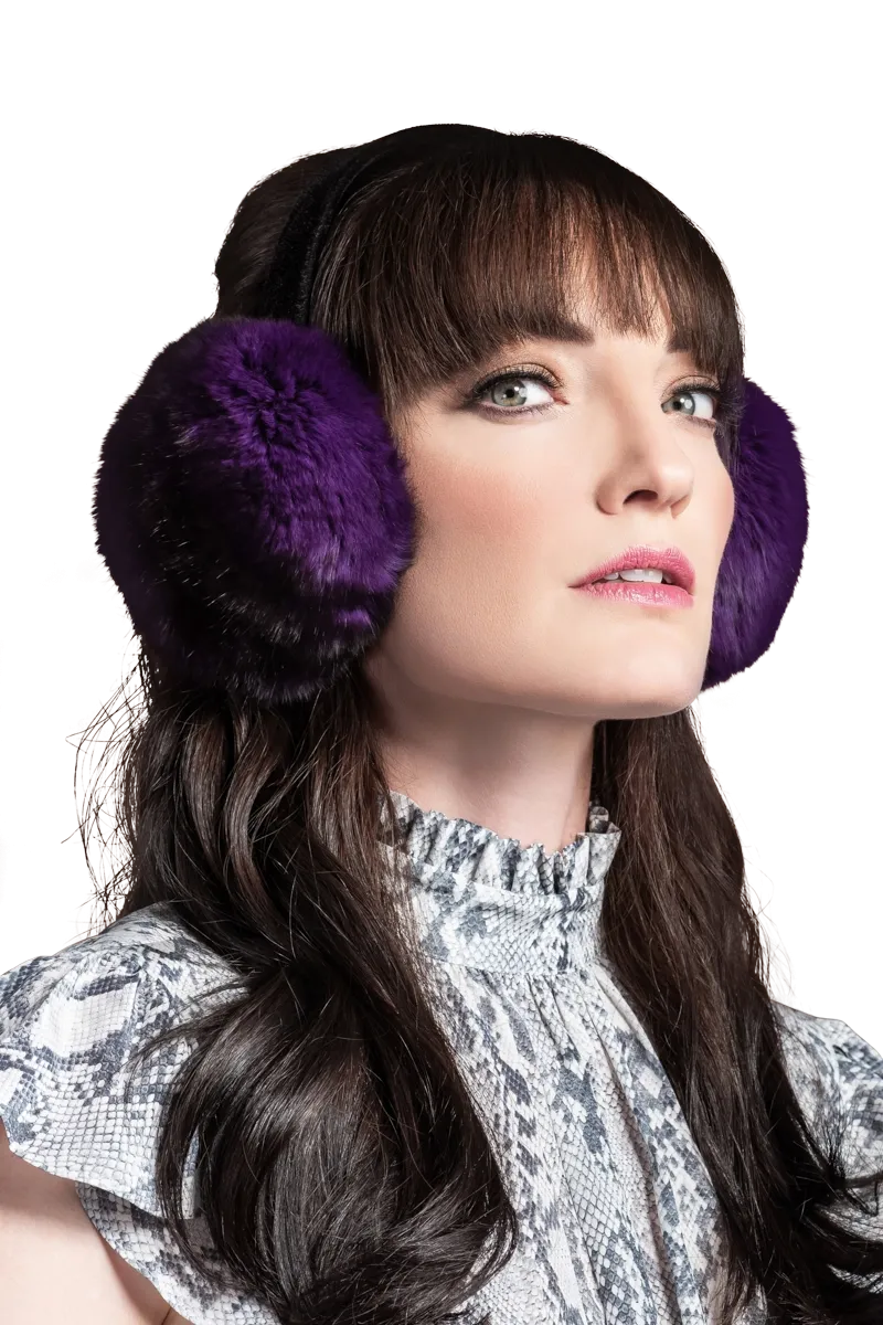 Purple Chinchilla Fur Earmuffs