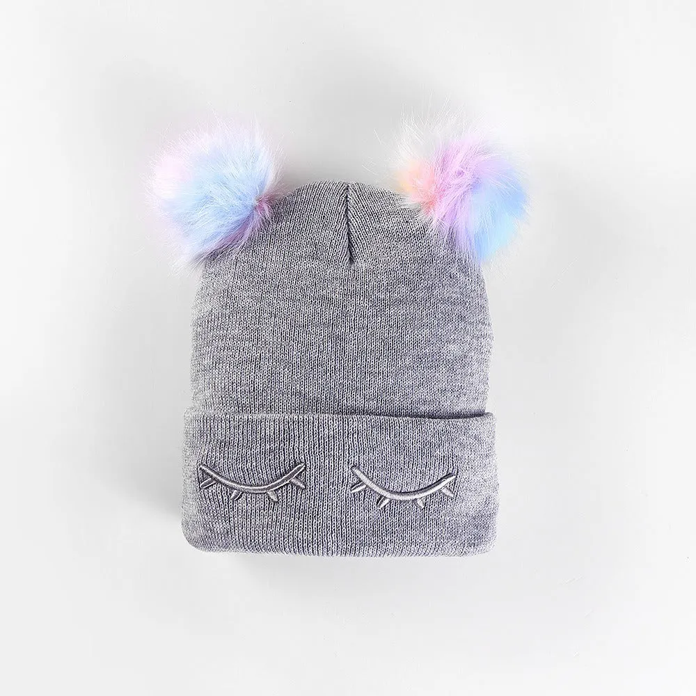 Rainbow Furry Ear Winter Cap