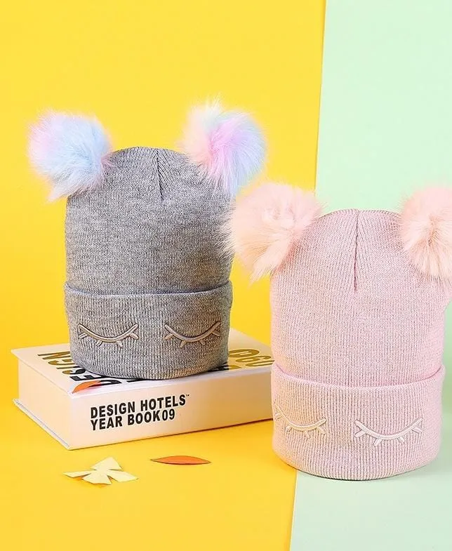 Rainbow Furry Ear Winter Cap