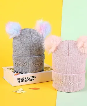 Rainbow Furry Ear Winter Cap