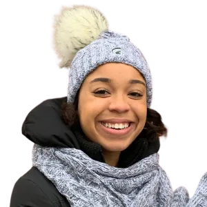 Spartan Helmet Cable Fuzzy Pom Beanie