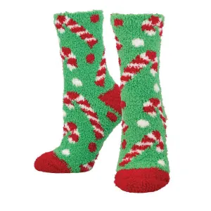 Women's Warm & Cozy Candy Canes Crew (Green)