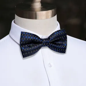 YourTies Black Blue Plaid Pre-tied Bowtie Wedding Formal Tie for Men