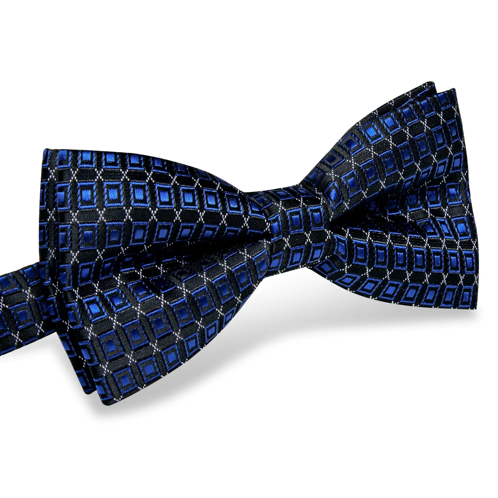 YourTies Black Blue Plaid Pre-tied Bowtie Wedding Formal Tie for Men