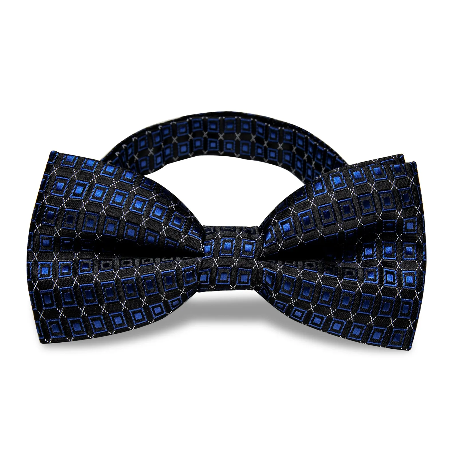 YourTies Black Blue Plaid Pre-tied Bowtie Wedding Formal Tie for Men