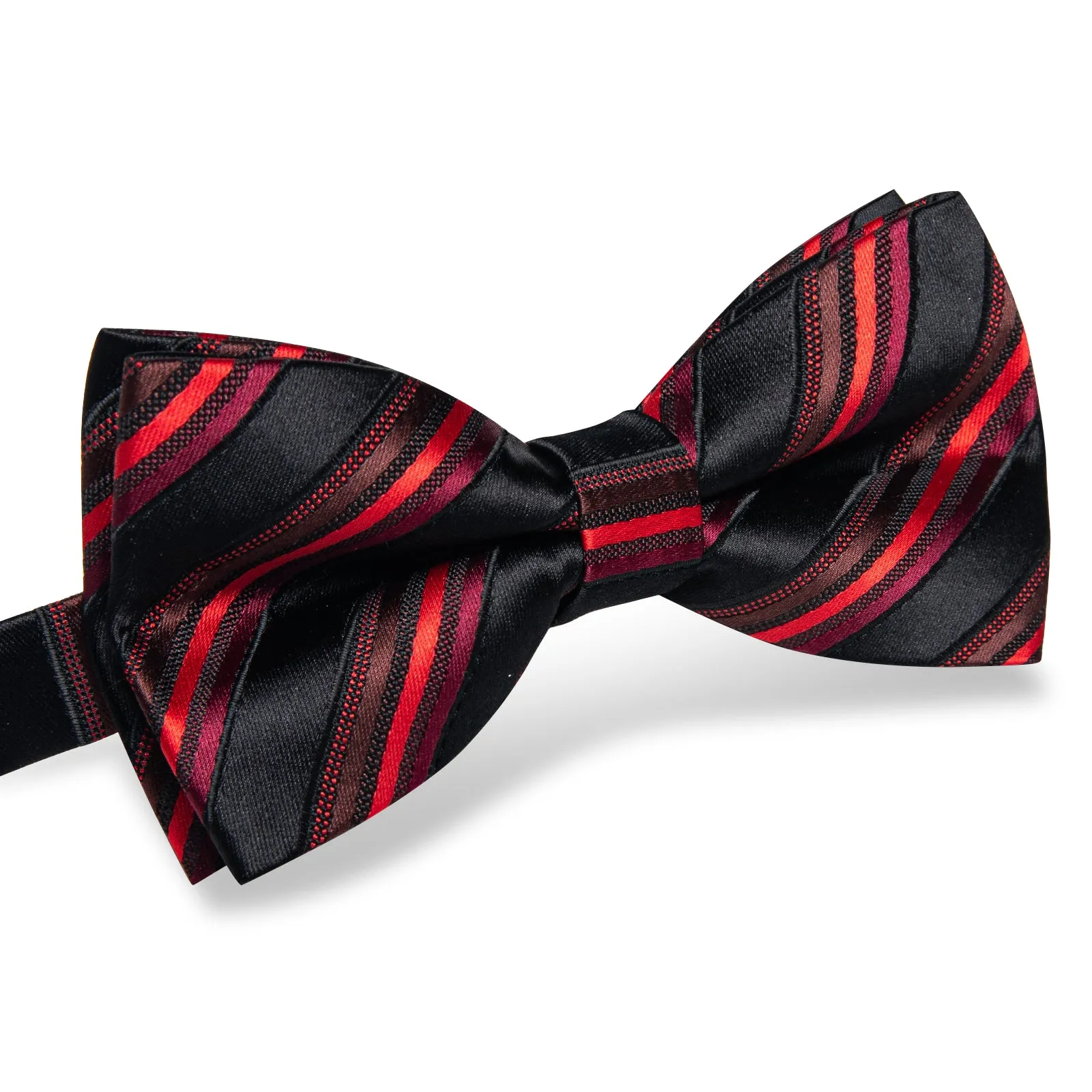 YourTies Bowtie Black Red Striped Pre-tied Bow Tie Set
