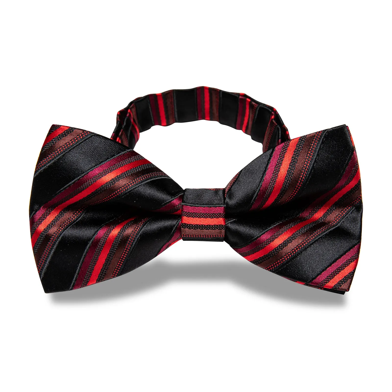 YourTies Bowtie Black Red Striped Pre-tied Bow Tie Set