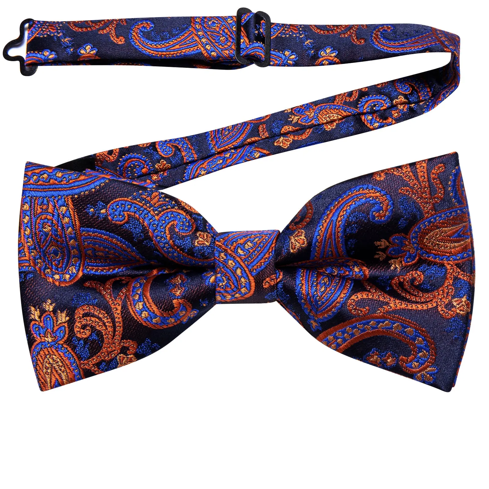 YourTies Burnt Orange Blue Paisley Silk Mens Pre-tied Bowtie
