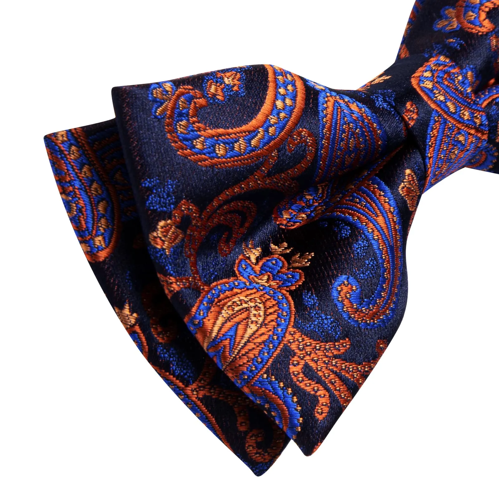 YourTies Burnt Orange Blue Paisley Silk Mens Pre-tied Bowtie