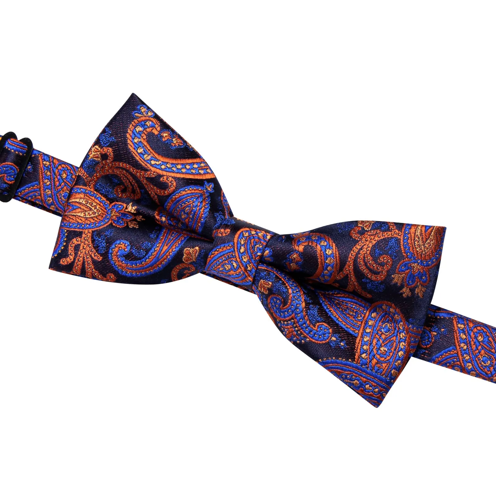 YourTies Burnt Orange Blue Paisley Silk Mens Pre-tied Bowtie