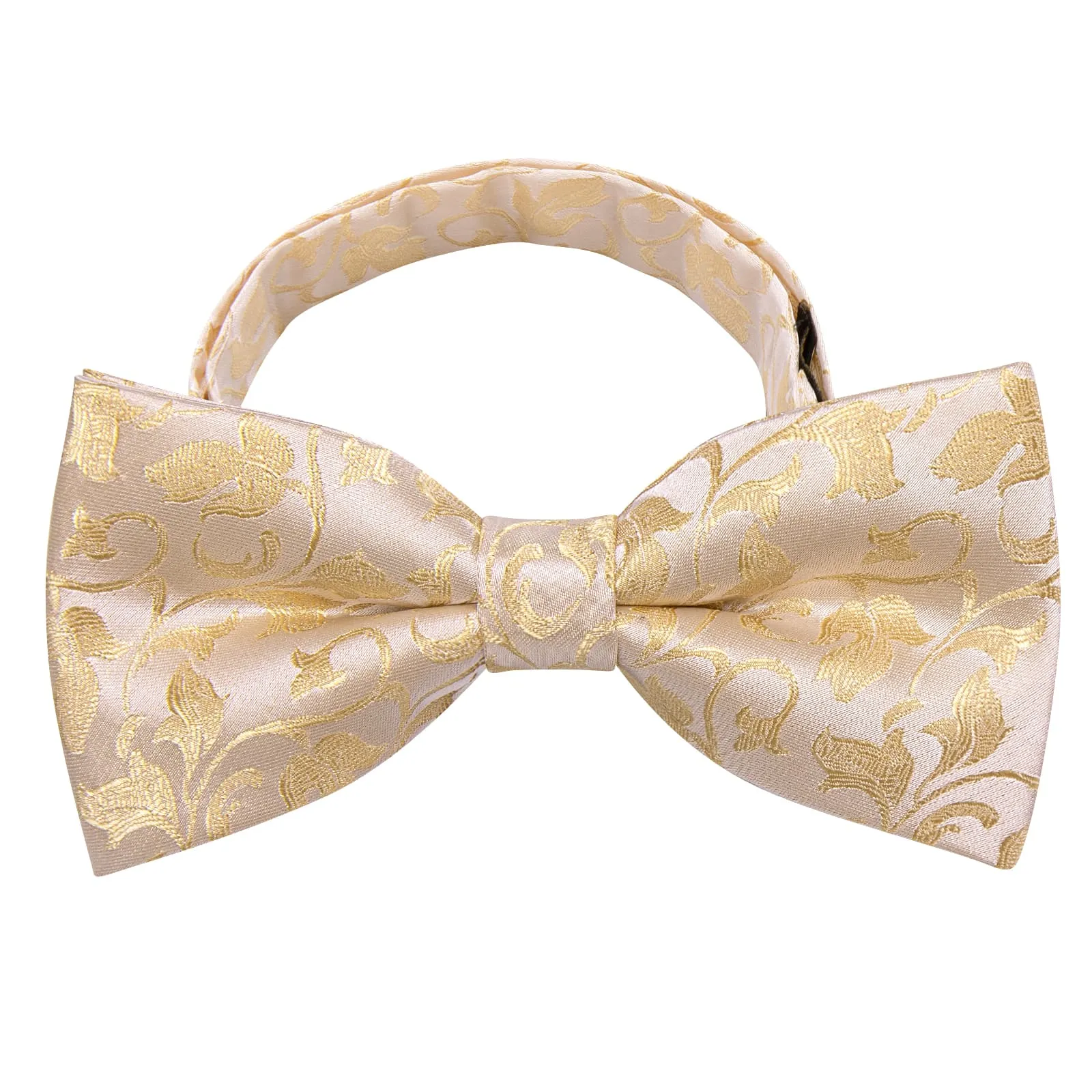 YourTies Champagne Floral Silk Mens Pre-tied Bowtie
