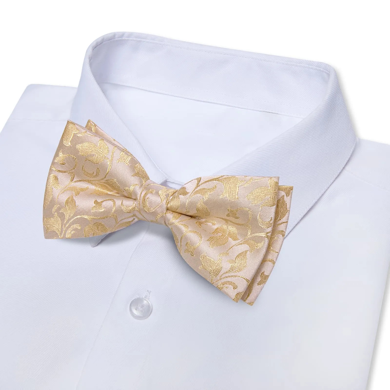 YourTies Champagne Floral Silk Mens Pre-tied Bowtie