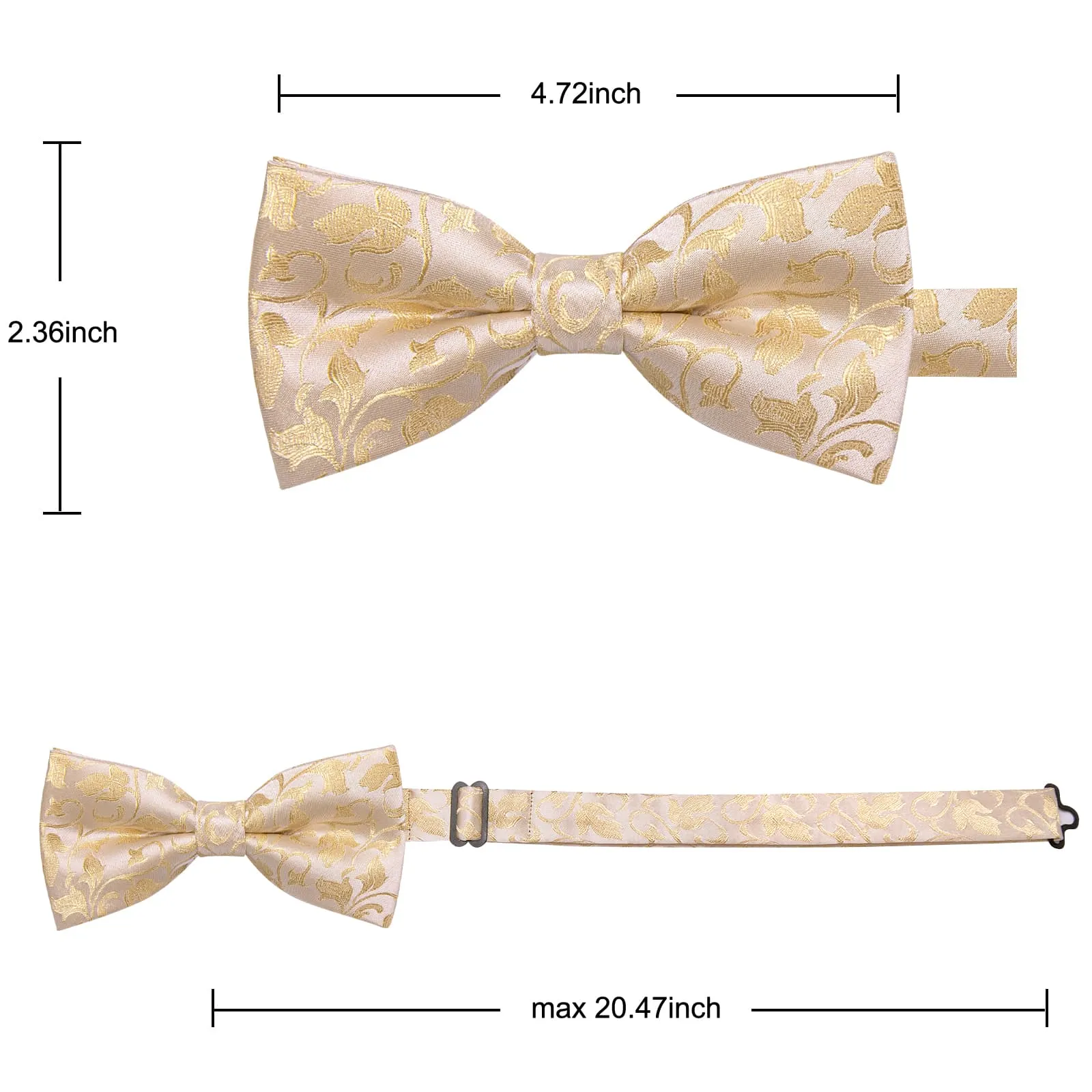 YourTies Champagne Floral Silk Mens Pre-tied Bowtie