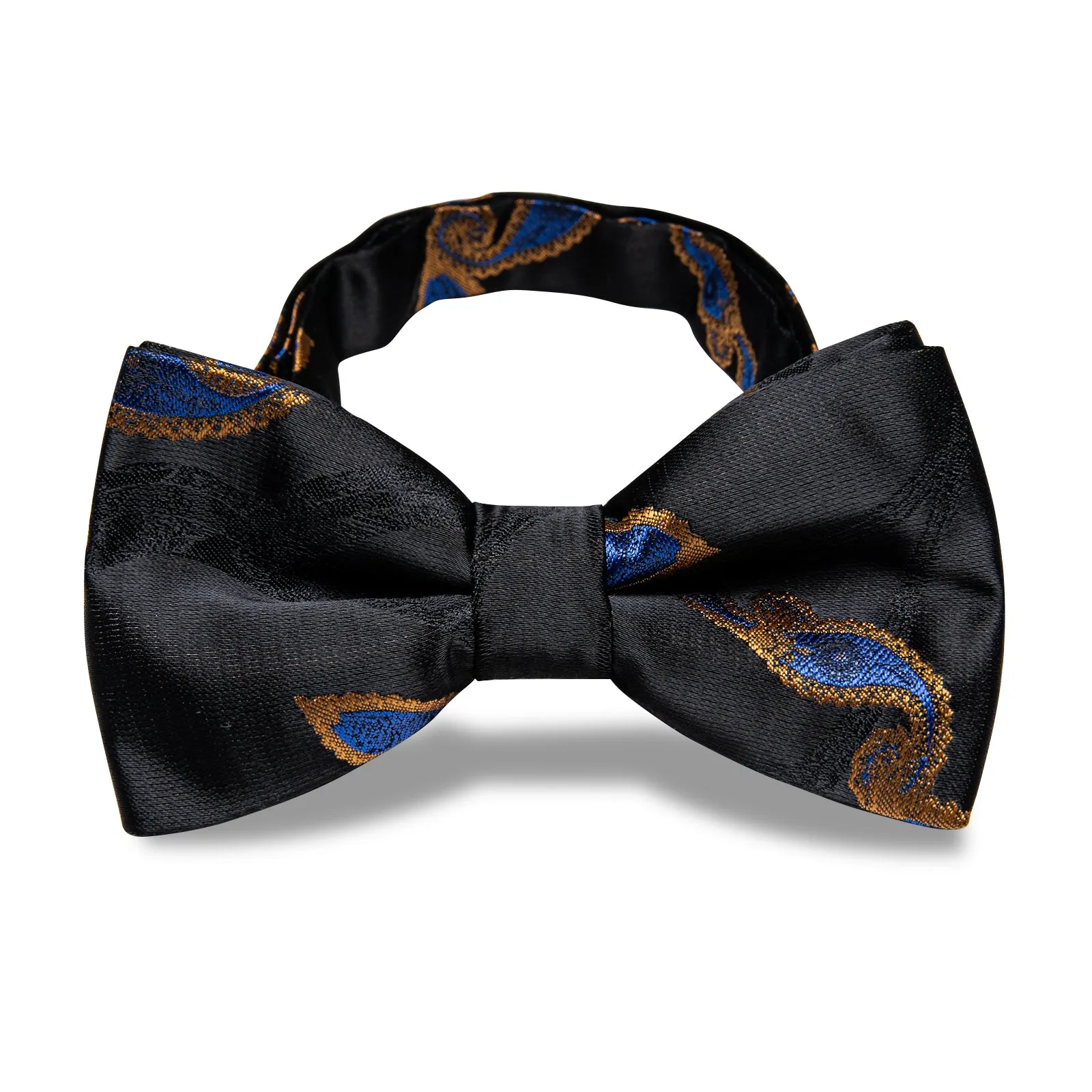 YourTies Classic Black BowTie Dark Blue Paisley Pre-tied Bowtie