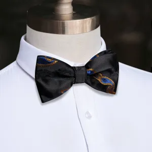 YourTies Classic Black BowTie Dark Blue Paisley Pre-tied Bowtie