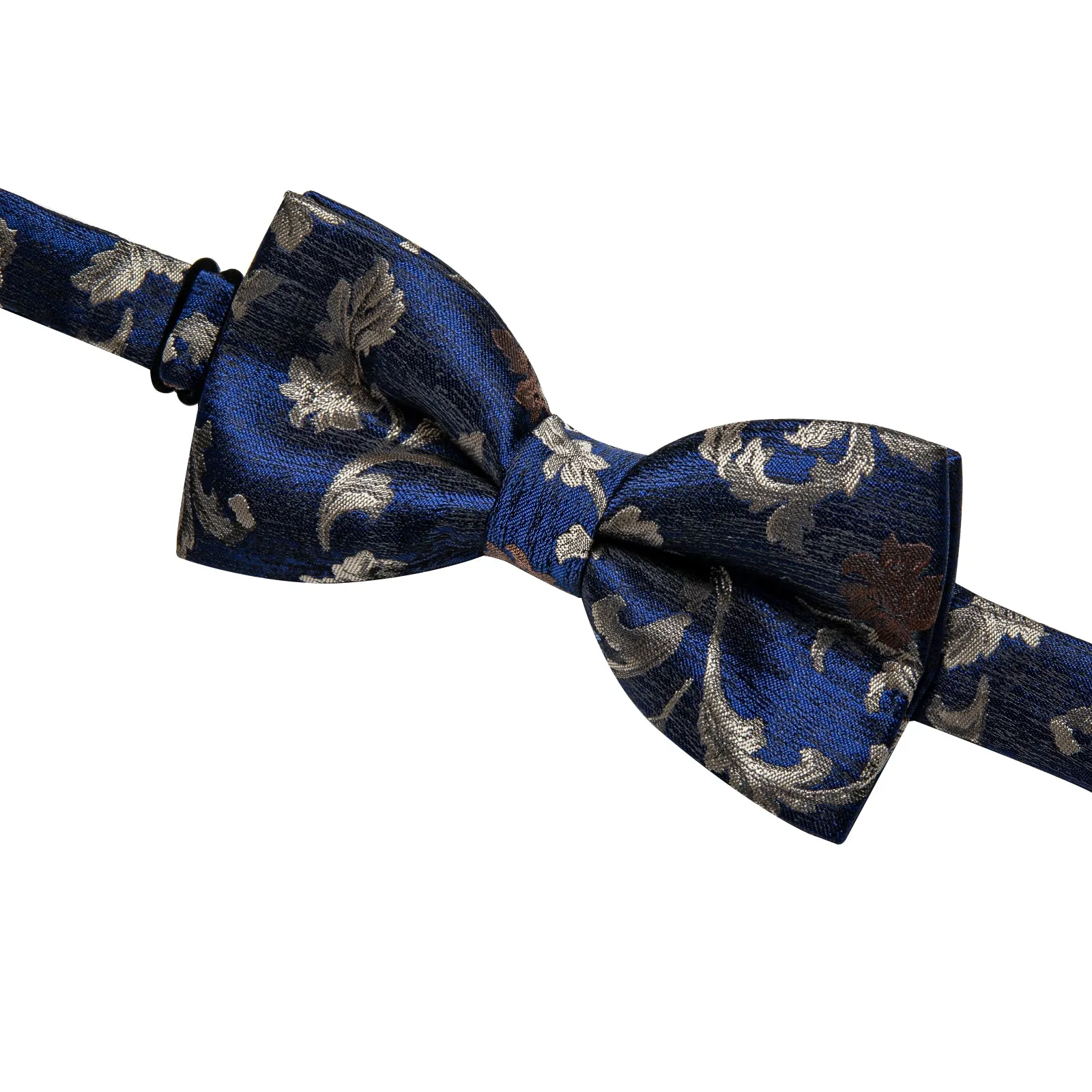 YourTies Deep Blue Tie Jacquard Tan Floral Grey Men's Pre-tied Bowtie