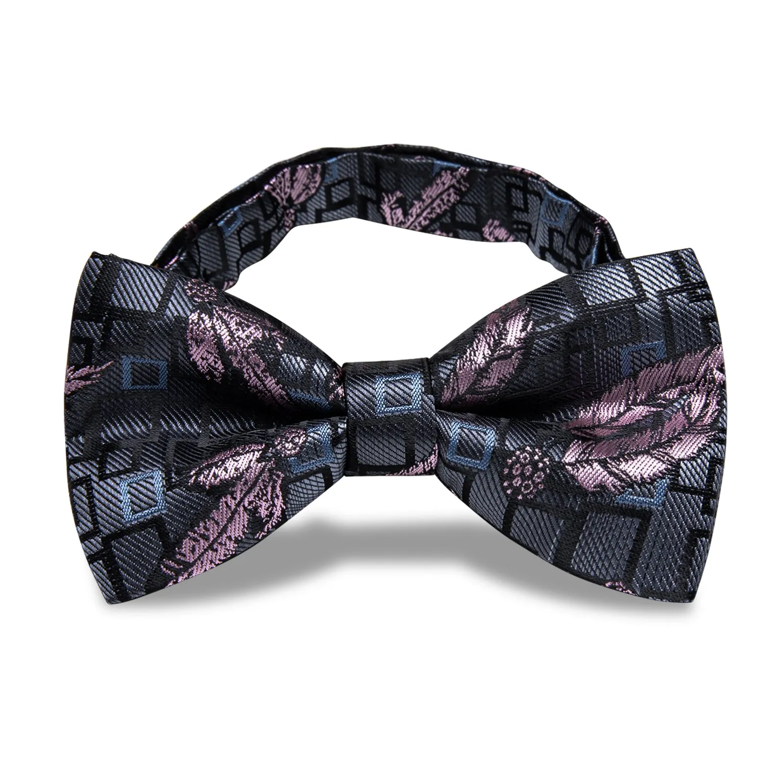 YourTies Deep Grey Mens Neck Tie Pink Jacquard Novelty Pre-tied Bowtie