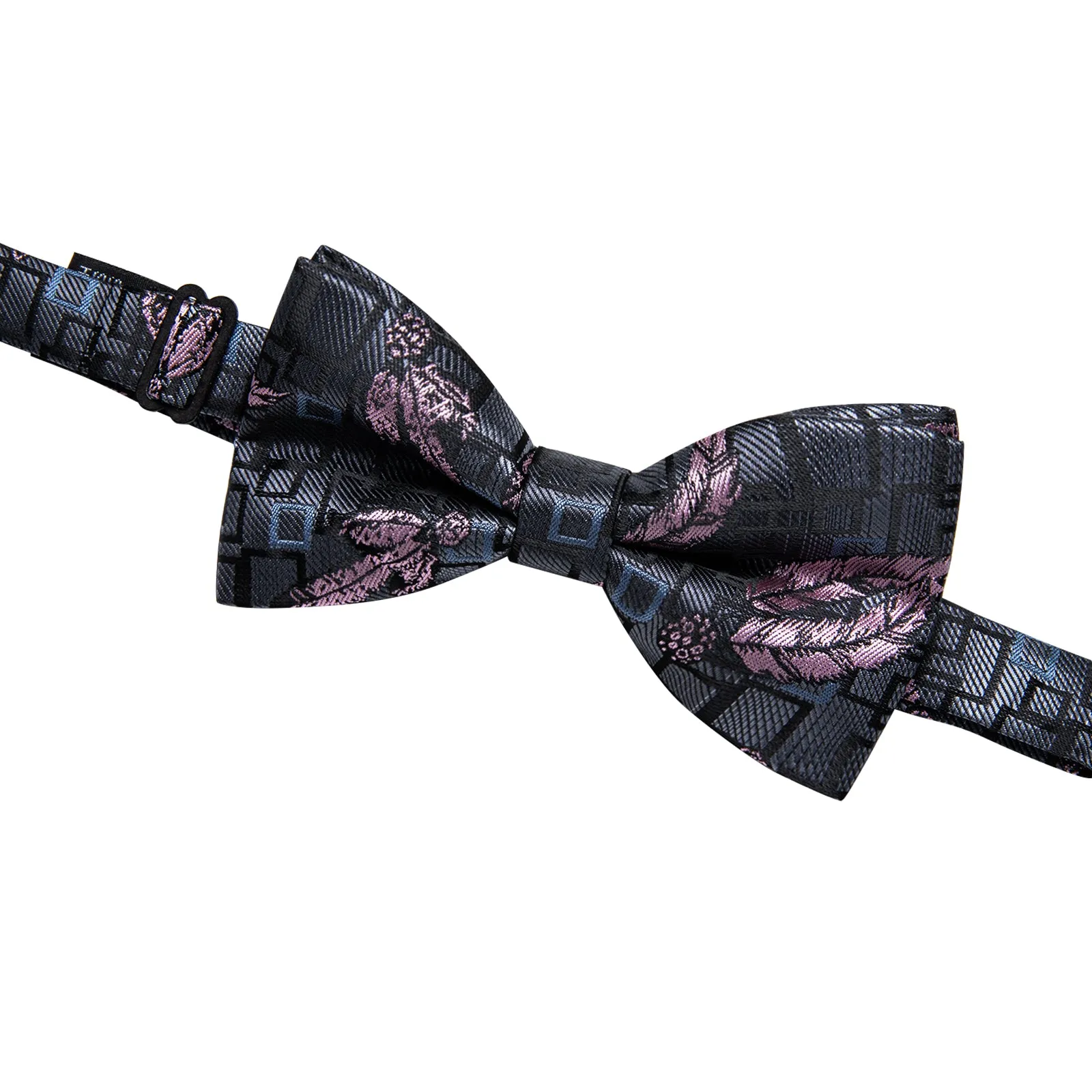 YourTies Deep Grey Mens Neck Tie Pink Jacquard Novelty Pre-tied Bowtie