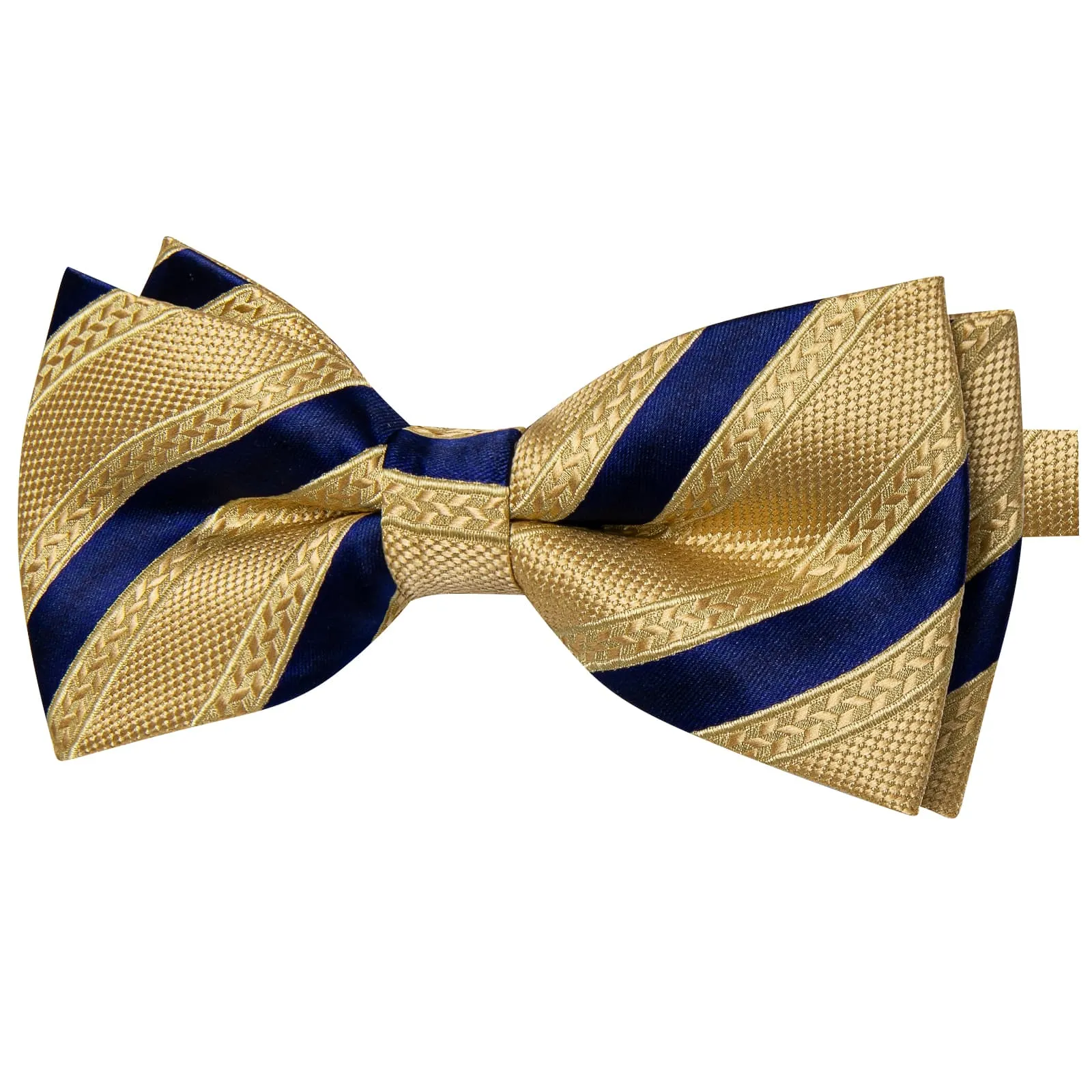 YourTies Gold Navy Blue Business Bow Tie Silk Mens Pre-tied Bowtie