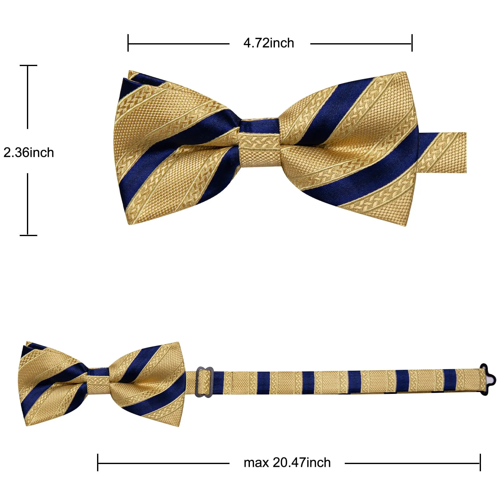 YourTies Gold Navy Blue Business Bow Tie Silk Mens Pre-tied Bowtie
