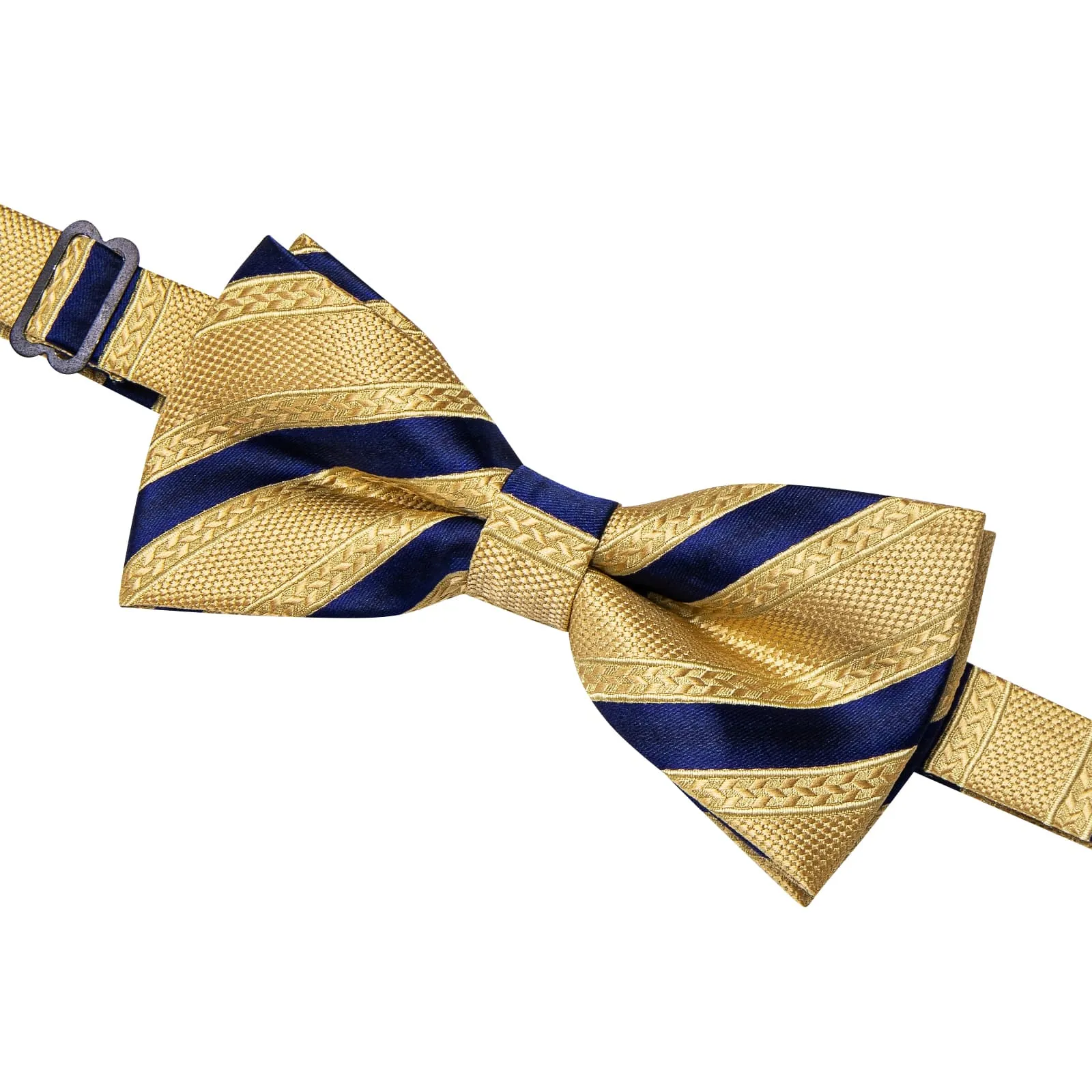 YourTies Gold Navy Blue Business Bow Tie Silk Mens Pre-tied Bowtie