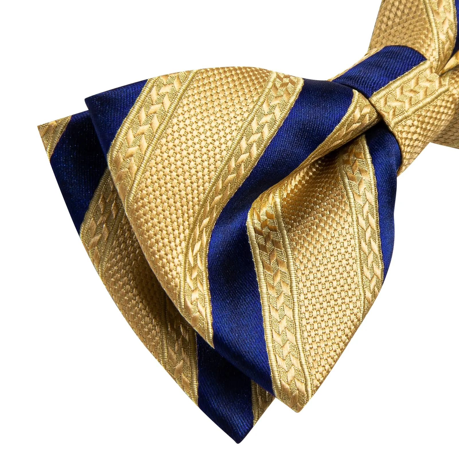 YourTies Gold Navy Blue Business Bow Tie Silk Mens Pre-tied Bowtie