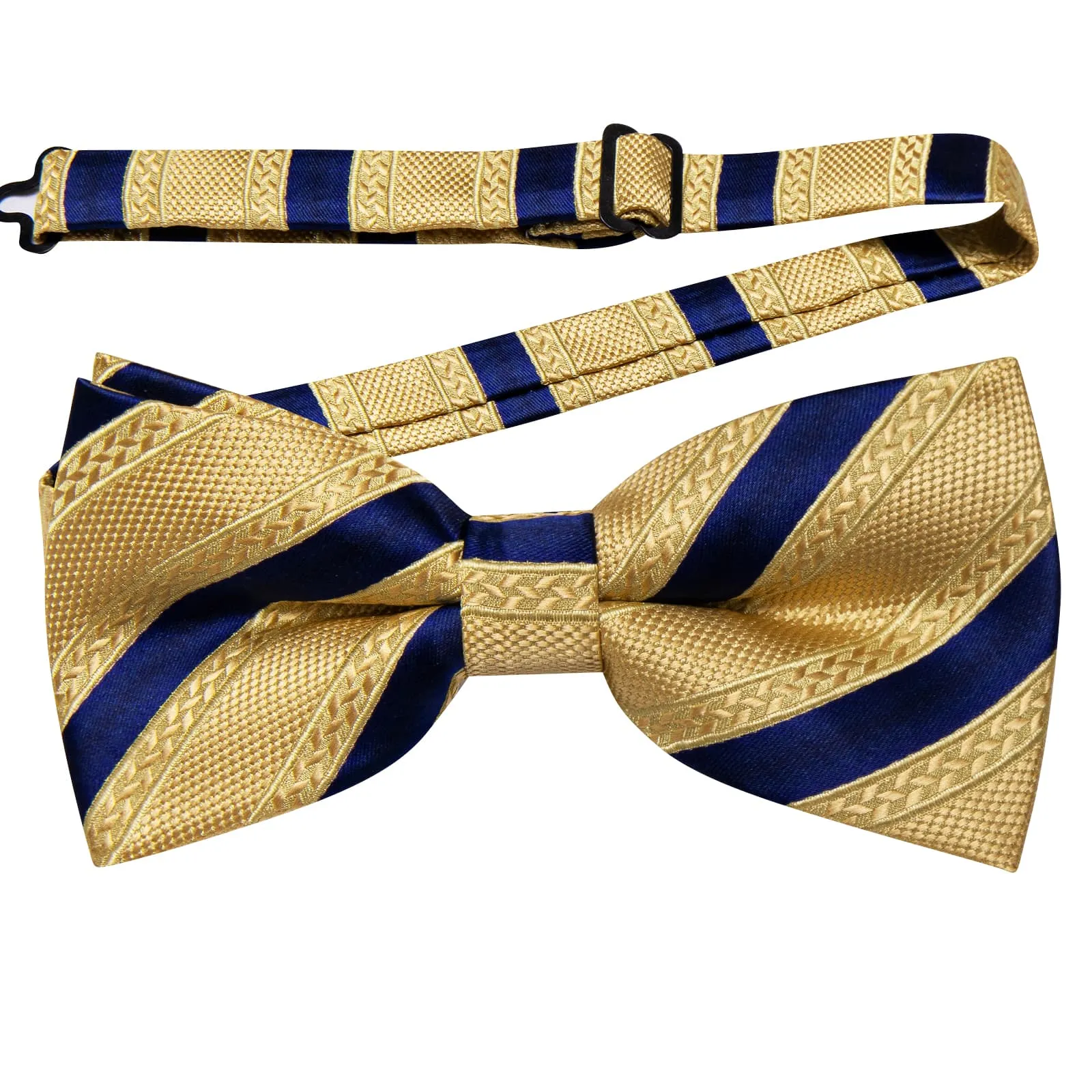 YourTies Gold Navy Blue Business Bow Tie Silk Mens Pre-tied Bowtie