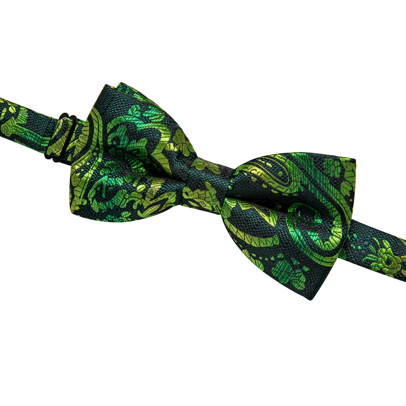YourTies Green Necktie Dark Green Paisley Pre-tied Bowtie