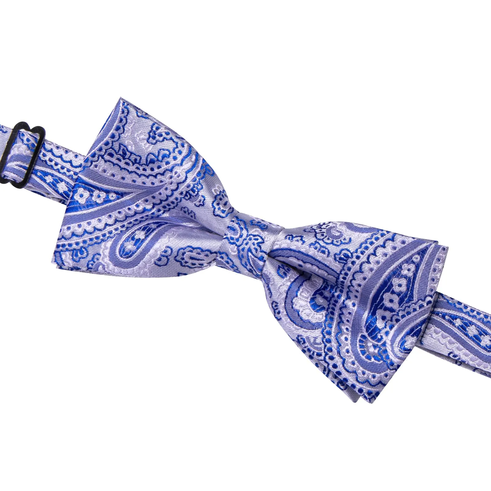YourTies Light Grey Blue Paisley Silk Mens Pre-tied Bowtie