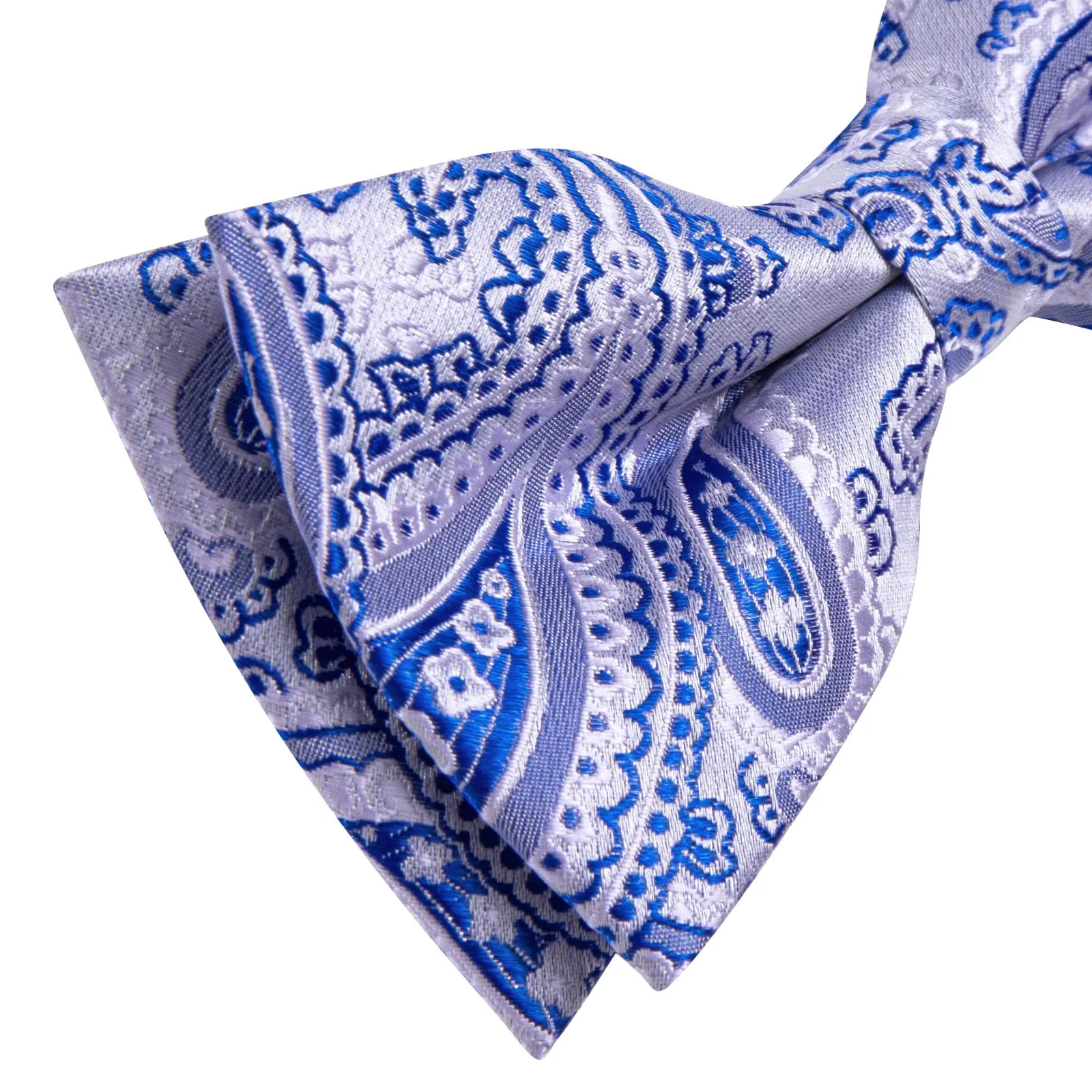YourTies Light Grey Blue Paisley Silk Mens Pre-tied Bowtie