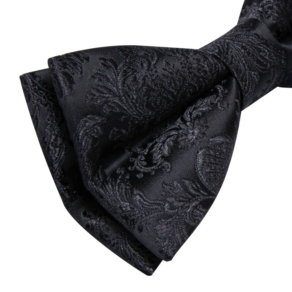 YourTies Men's Bowtie Black Paisley Bowtie Pre-tied Bowtie Wedding