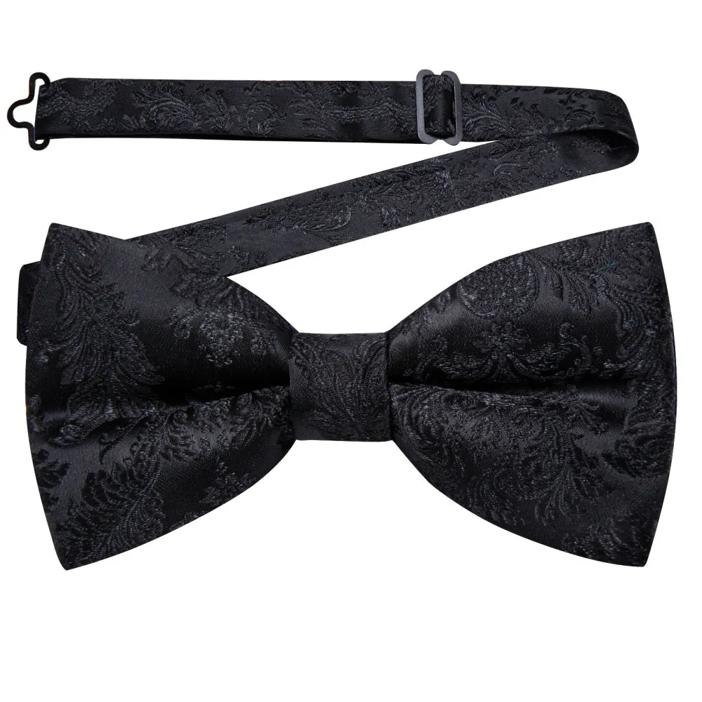 YourTies Men's Bowtie Black Paisley Bowtie Pre-tied Bowtie Wedding
