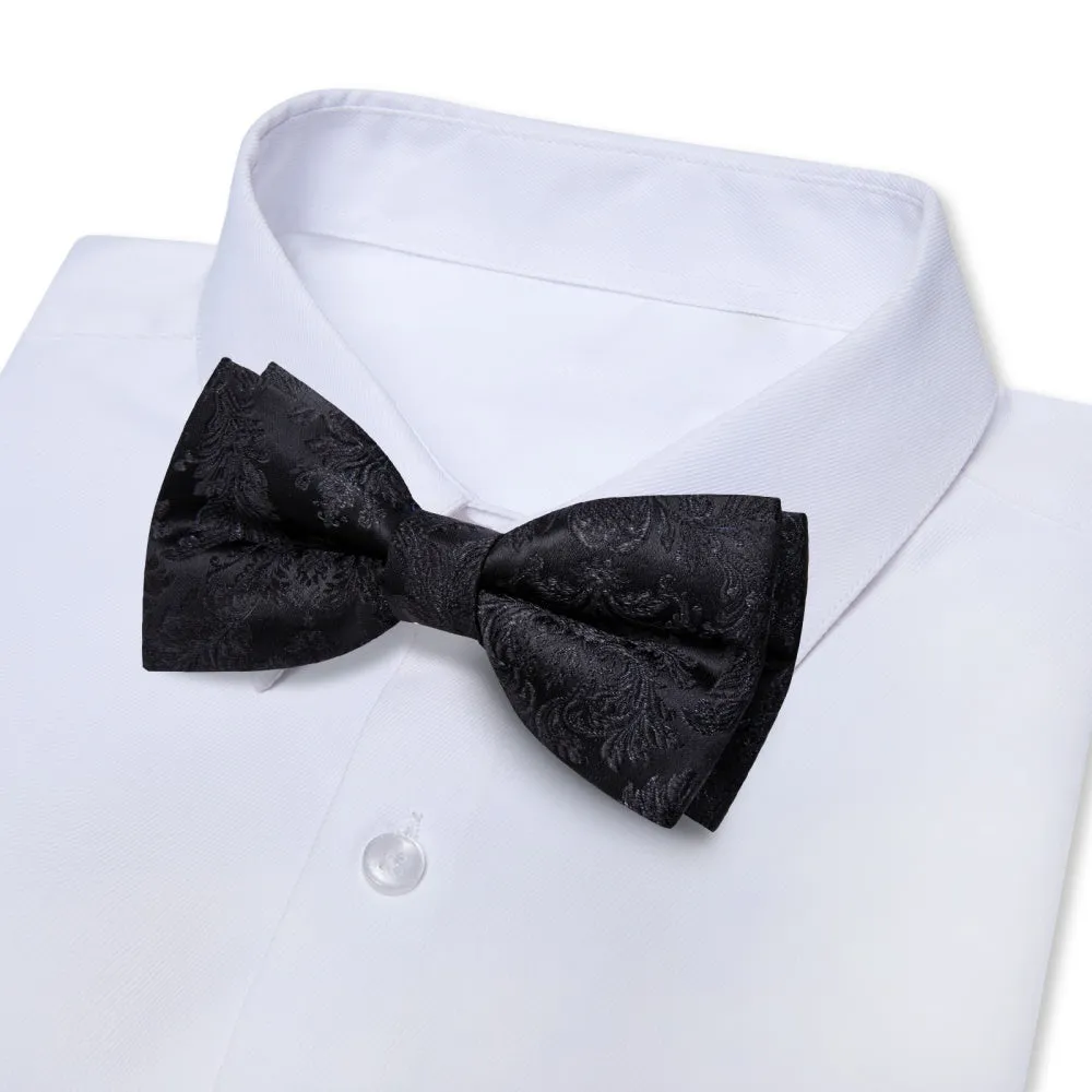 YourTies Men's Bowtie Black Paisley Bowtie Pre-tied Bowtie Wedding